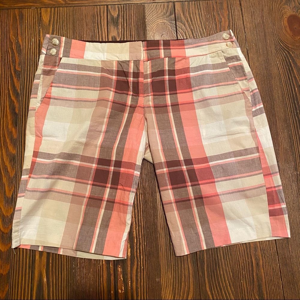 Plaid Shorts - Brown & Coral - Size 7